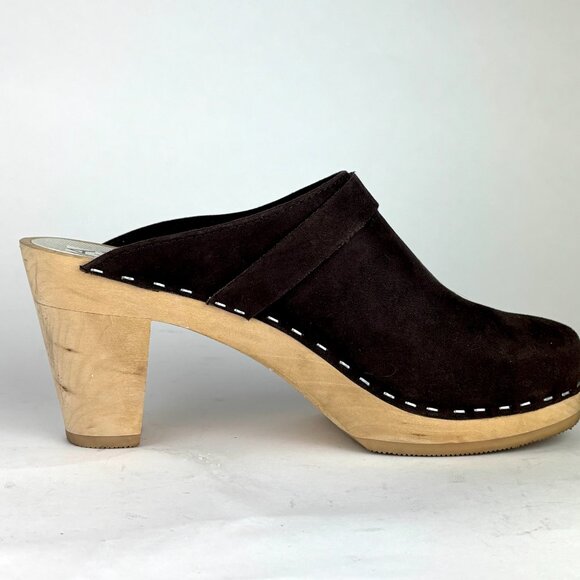 Maguba Brown Suede Clogs - Handmade Swedish Design Size 39 - Picture 3 of 8